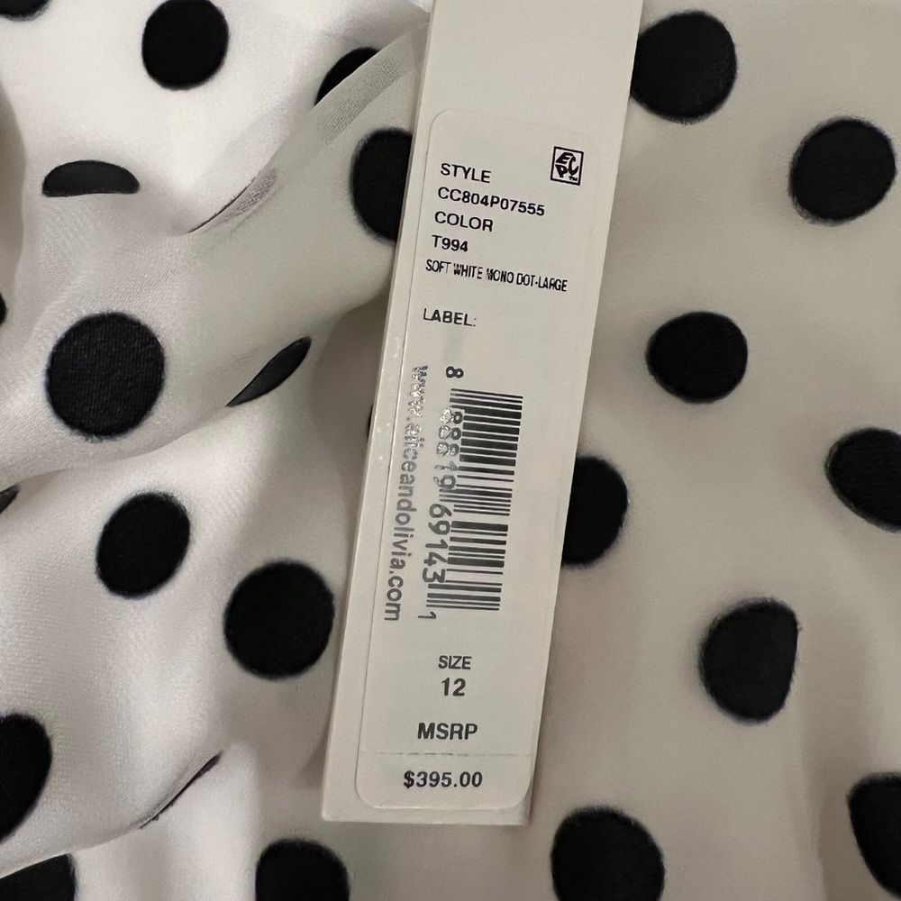 NWT Alice +Olivia soft white large dot dress. Size 12 - Picture 11 of 14